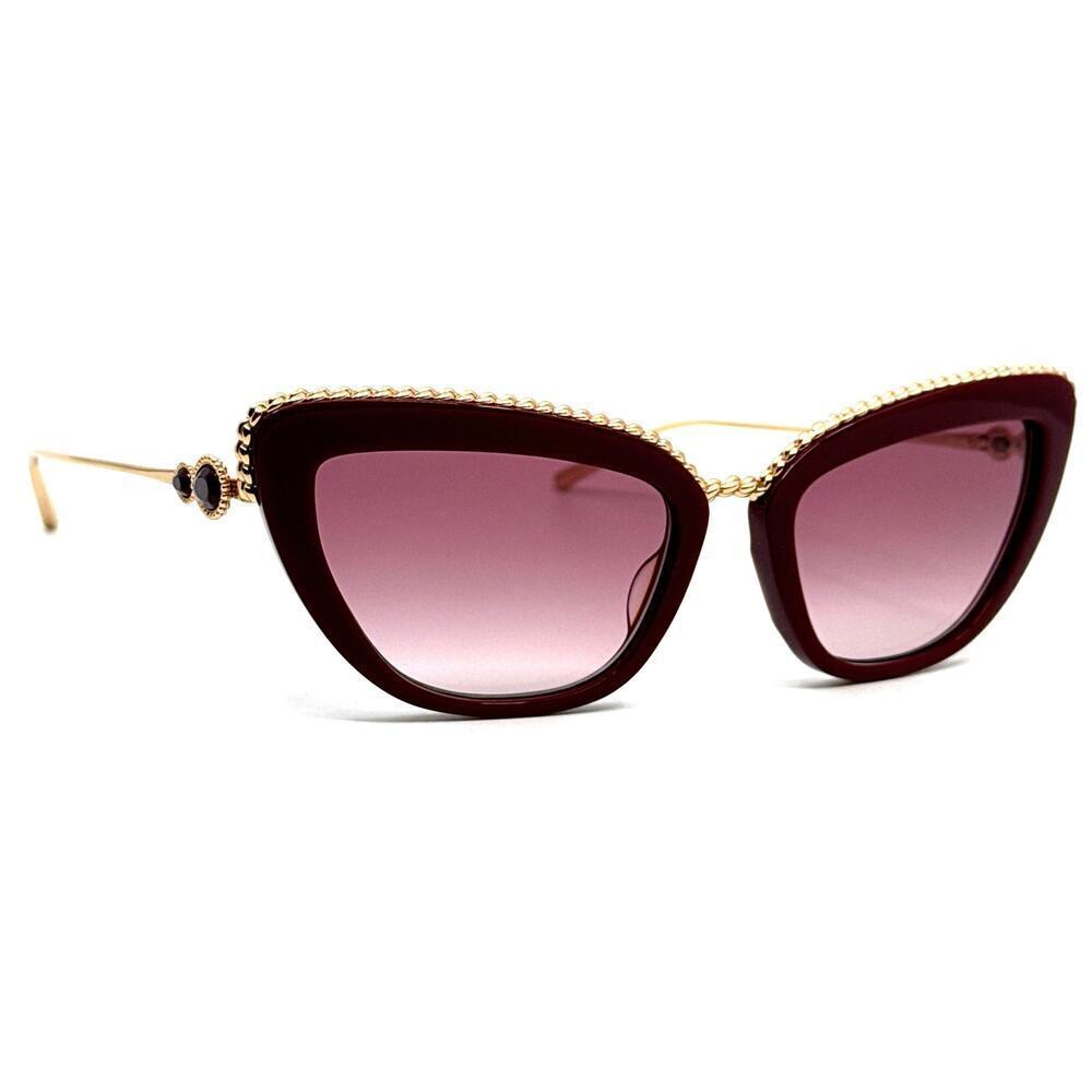 Cat-Eye Gold Trim Burgundy Sunglasses